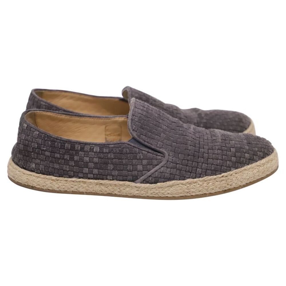 Brunello Cucinelli Woven Espadrilles in Grey Suede